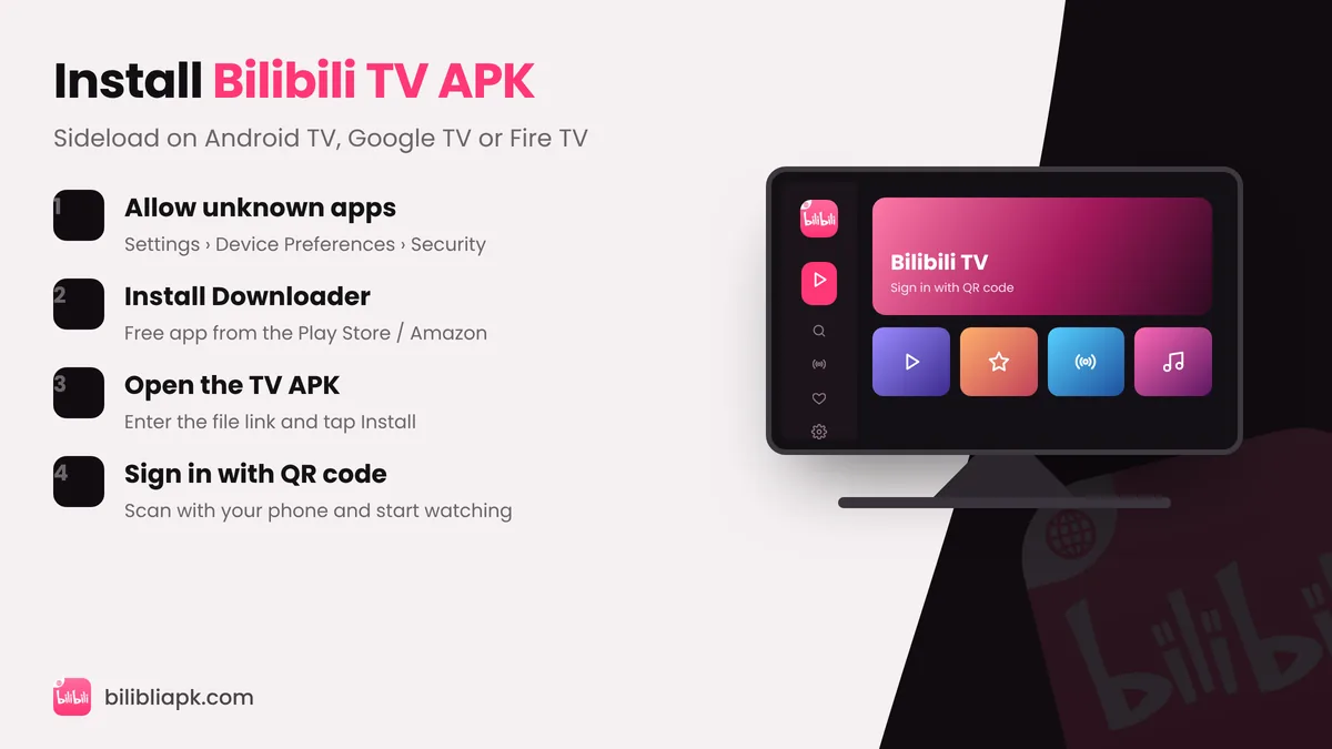 Steps to install Bilibili TV APK on Android TV with the Downloader app
